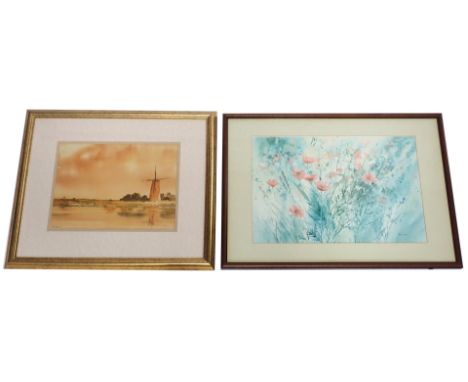 Alan Oliver (20thC School). River and windmill watercolour, signed and dated '79, 26cm x 34cm, framed and glazed, and After A