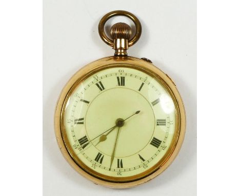 Reeley & Sons, London & Liverpool, a gold plated chronograph keyless wind pocket watch, with stop mechanism, 54mmin working o