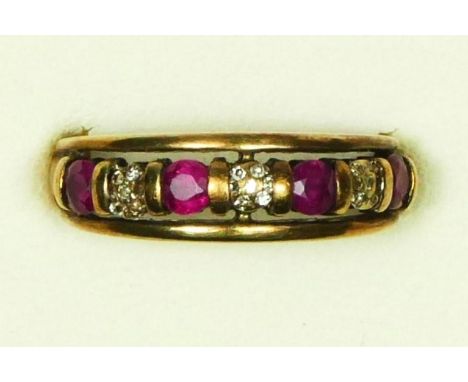 A 9ct gold ruby and diamond dress ring, 3.1gm 