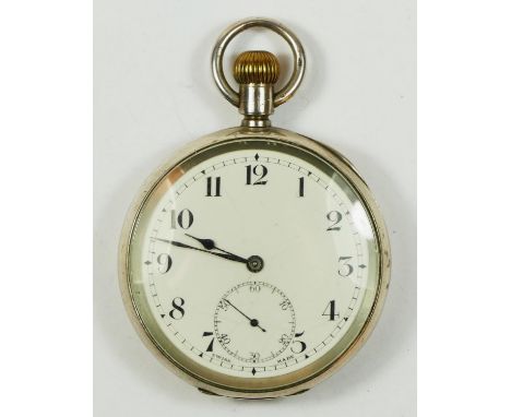 Zenith, a silver keyless wind open face pocket watch, Glasgow import, 1918, signed and numbered 23127995 