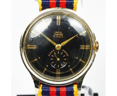 Smiths Empire, a stainless steel manual wind black dial gentleman's wristwatch, 33mm 