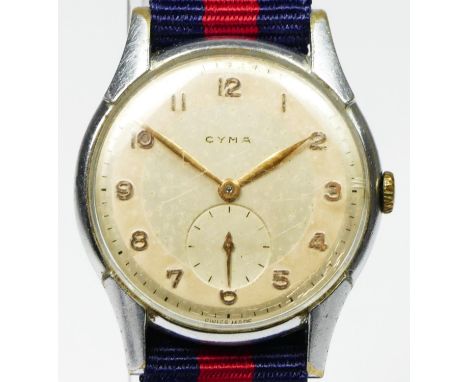 CYMA, a stainless steel manual wind gentleman's wristwatch, subsidiary seconds dial, 35mm 