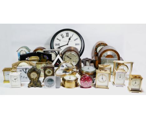 Six boxes of early 20th century and later mantel, anniversary, lantern, carriage and wall clocks, having manual &amp; quartz 