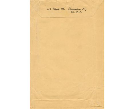 EINSTEIN ALBERT: (1879-1955) German-born Theoretical Physicist, Nobel Prize winner for Physics, 1921. Typed Envelope, unsigne