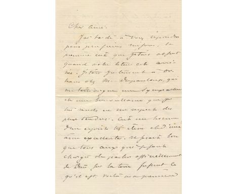 DUMAS ALEXANDRE: Fils (1824-1895) French Author and Dramatist. A.L.S., A Dumas, four pages, 8vo, Dieppe, 13th August 1873, to