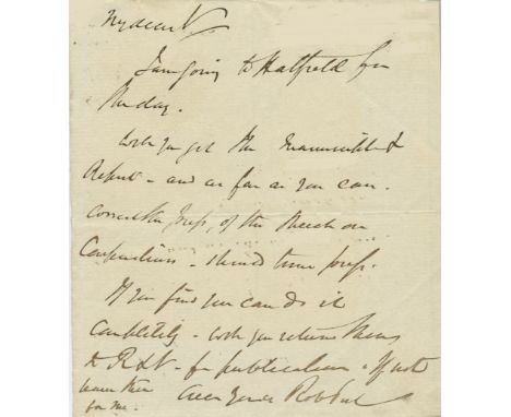PEEL ROBERT: (1788-1850) British Prime Minister 1834-35 &amp; 1841-46. A.L.S., Rob Peel, one page, small 8vo, n.p., n.d., to 