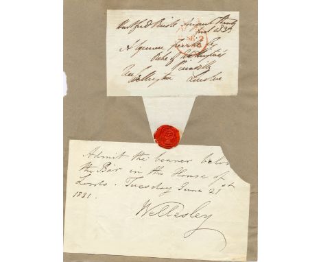 WELLINGTON DUKE OF: (1769-1852) Anglo-Irish Field Marshal &amp; British Prime Minister 1828-30, 1834. Signed Free Front envel
