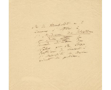 HUMBOLDT ALEXANDER: (1769-1859) Prussian Geographer, Naturalist and Explorer. A good A.L.S., Mr. de Humboldt, in the third pe