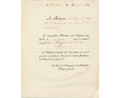 MARSHALS OF NAPOLEON: Selection of three Ds.S., and one L.S., by various Marshals of France, comprising Louis-Alexandre Berth