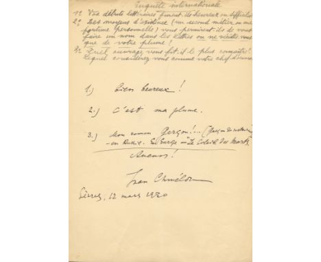 SHMELYOV IVAN: (1873-1950) Russian Writer, a member of the Moscow literary group Sreda. Autograph Statement signed, Ivan Chme
