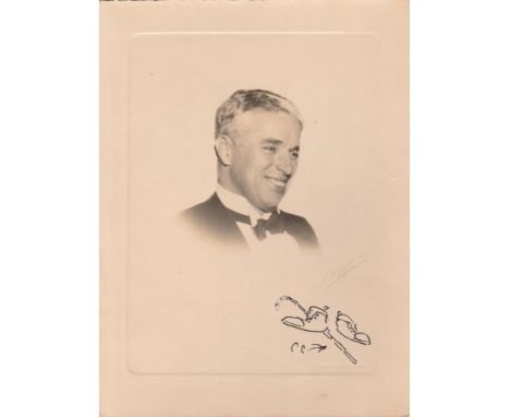 CHAPLIN CHARLES: (1889-1977) English Film Comedian, Academy Award winner. A fine and unusual signed sketch (`C.C´), of his Li