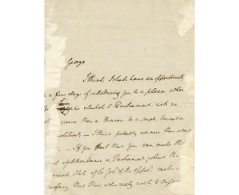 PERCEVAL SPENCER: (1762-1812) British Prime Minister 1809-12. A.L.S., Sp Perceval, two pages, 4to (slightly irregularly trimm