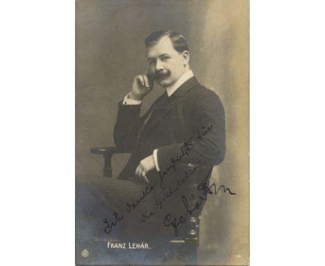 LEHAR FRANZ: (1870-1948) Austro-Hungarian Composer of operettas. Vintage signed postcard photograph depicting the young compo