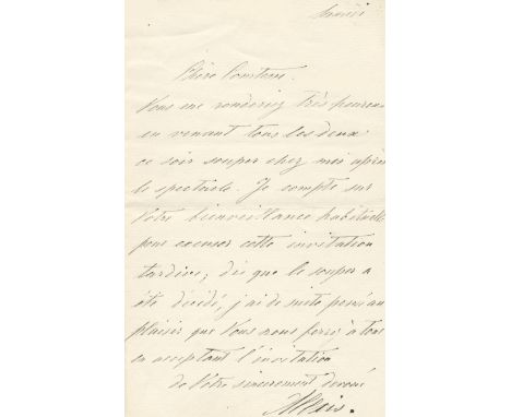 ALEXANDROVICH ALEXEI: (1850-1908) Russian Grand Duke, son of Tsar Alexander II. A.L.S., Alexis, one page, 8vo, n.p. [St. Pete