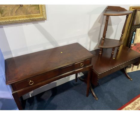A Stag side table and a modern sofa table etc