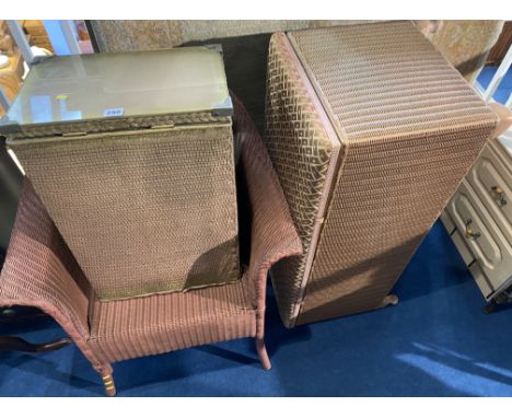 A Lloyd Loom chair and Ottoman etc