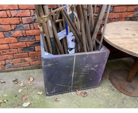 A galvanised metal water trough, finished in blue, 62cm x 57cm x 73cm
