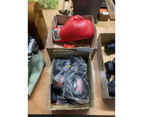 Six signed UFC gloves and five boxing gloves, with various signatures