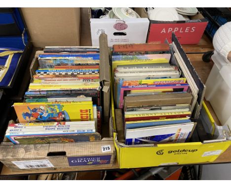 Two boxes of vintage Children's books, including TV comic annuals and Boy's annuals