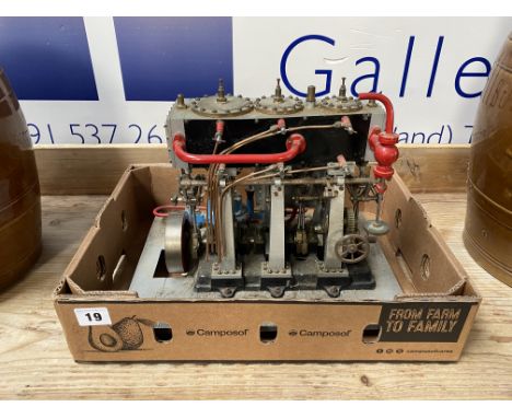 A scratch built vertical stationary engine, measuring H 23cm