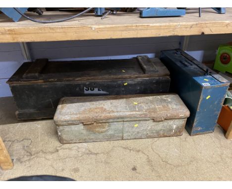 Three containers of tools