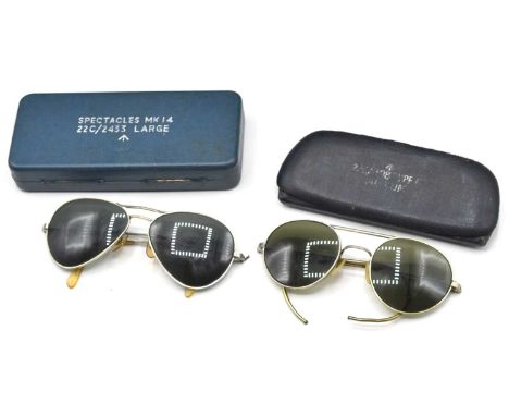 Cased set of British Military Mk14 sunglasses (Large) and further cased pair of Type C military sunglasses (medium)