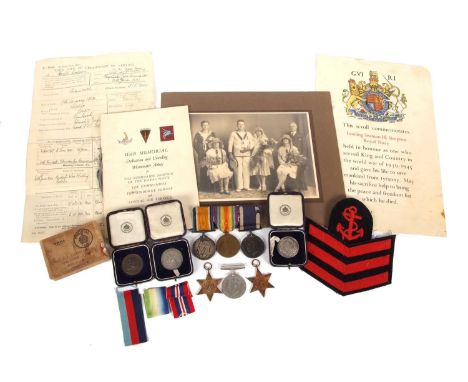 First and Second World War, HM Submarine Thistle casualty medal trio to P/J 81161 Leading Seaman Harold Simpson. Comprising o