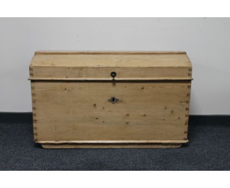 An antique pine trunk  CONDITION REPORT: Height 59cm width 97cm depth 53cm 