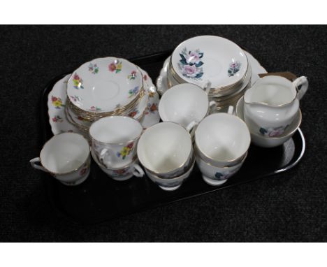 A tray of twenty-one piece Elizabethan bone china tea service together with a part Vale tea service