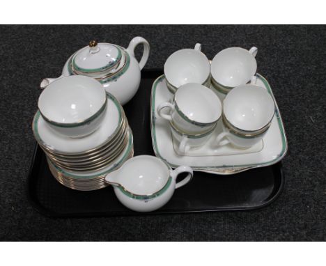 A tray of twenty-eight piece Wedgwood Jade bone china tea service 
