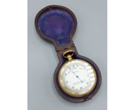 A compensated pocket barometer by Kelvin White &amp; Hutton, London, within fitted case 