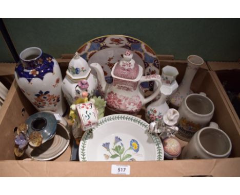Two Portmeirion Botanic Garden' pasta bowls, a Spode 'Shima' pattern plate, an Aynsley Pembroke' hexagonal ginger jar and mat