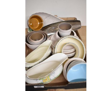 A group of 8 Poole pottery bowls, sold together with a Crown Ducal gravy jug, a Honiton devon bowl ect, ( 24 ).