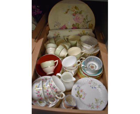 A selection of part tea services including a Shelley Wild Anemone sandwich plate and six tea plates, a Wedgwood 15 piece part