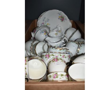 A pretty 21 piece Bell China part tea service having a summer flower decoration, a 19 piece Windsor Bone China part tea servi