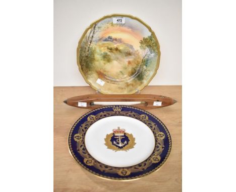 A Royal Doulton cabinet plate with a hand painted scene of 'Dover Castle' signed J Hughes 27cm diameter, a Spode limited edit