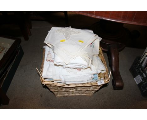 A basket of linen and textiles 