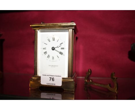 A Taylor & Bligh brass cased carriage clock (loose handle)