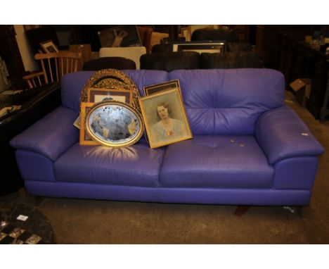 A purple leather sofa 