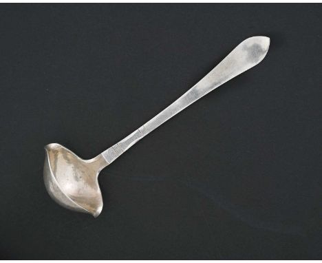 Georg Jensen.A twentieth-century Danish silver Continental pattern cream ladle, with double-lipped planished bowl, also struc