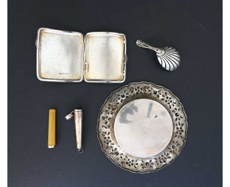 A George V silver cigarette case, E J Trevitt &amp; Sons Ltd, Chester 1929, length 8.7cm, together with a cheroot case contai