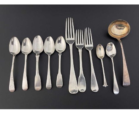 A quantity of nineteenth-century English hallmarked silver, to include a George III sauce ladle, sponsor's mark 'IB', London 