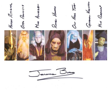 Star Wars 8x10 photo signed by actor Jerome Blake who has also signed all of the character names he's played in the Star Wars