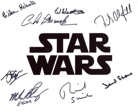 Star Wars 8x10 photo signed by EIGHT actors who have been in the films, Michael Henbury, Bill Westley, Richard Stride, David 