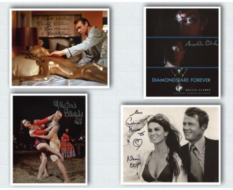 007 James Bond movie collection of FOUR 8x10 photos signed by Shirley Eaton (Goldfinger), Martine Beswick (From Russia With L