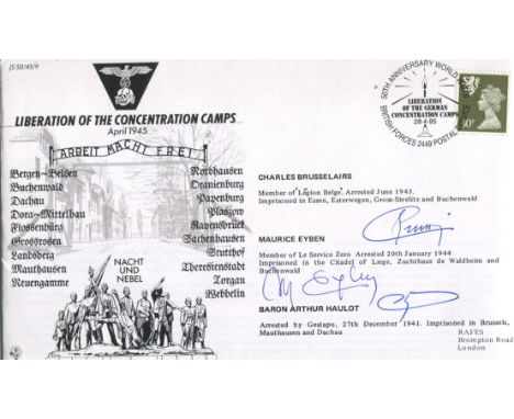 Auschwitz, Buchenwald and Dachau survivors 50th anniversary of the Liberation of the Concentration camps FDC, signed by Belgi
