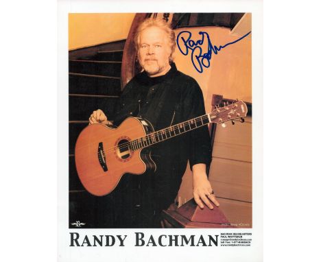 Randy Bachman signed 10x8 colour promo photo. Randolph Charles Bachman OC OM (born September 27, 1943) is a Canadian guitaris