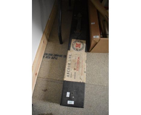 A vintage projector screen, having paper Anchor line, Eastern service, Bombay to Liverpool label.