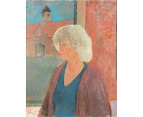 ‡ William Thomson (1926-1988) Portrait of Dame Elisabeth Frink Signed Oil on canvas 80.5 x 64.5cm Provenance: The Estate of D
