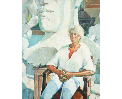 ‡ Henrietta Young (b. 1951) Portrait of Dame Elisabeth Frink (1930-1993) Signed and dated 1988 Oil on board 111.5 x 89.5cm Pr